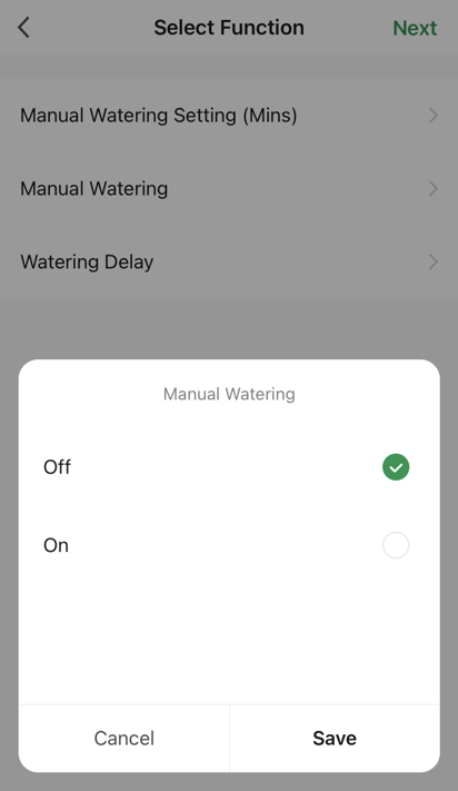 Select Function screen